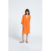 Xandres - Kariane - 14163-01-6130 - Oranje jurk in linnen